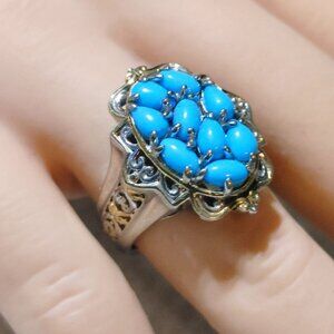 Michael Valitutti Ring Size 7 Sleeping Beauty Turquoise Sterling Gold Vermeil
